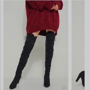 🍁🛍⚫️rue21 Black Over The Knee Laced Boots⚫️